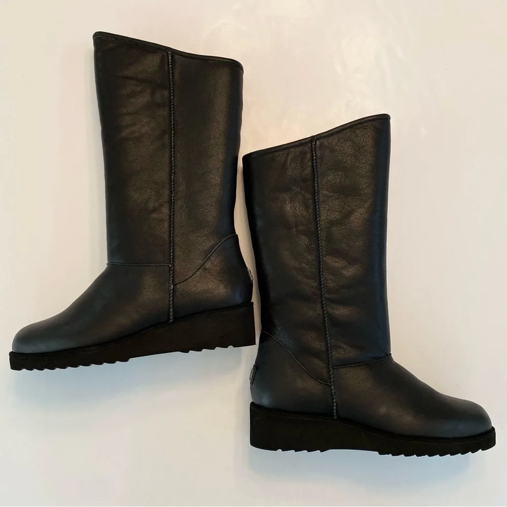 Australia Luxe Collective Joshua Tall Boots Black Shearling NIB Leather Winter 8